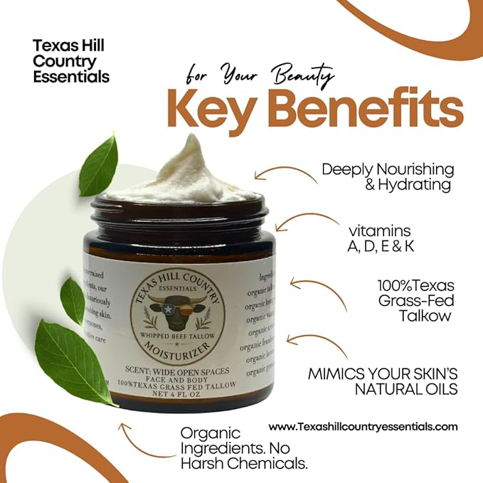 Organic Grass‑Fed Beef Tallow Moisturizer – Face, Body & Hands – Natural Eczema Relief
