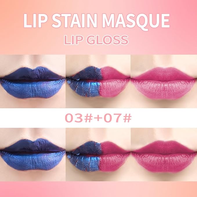 Matte Liquid Lip Gloss Peel Off Masque - Peel Off Lip Stain Tattoo, Long Lasting Waterproof Transfer-proof Lip Mask Lip Stain Peel Off Lip Gloss, Peel Off Lip Tint for Lip Makeup 03#+08#