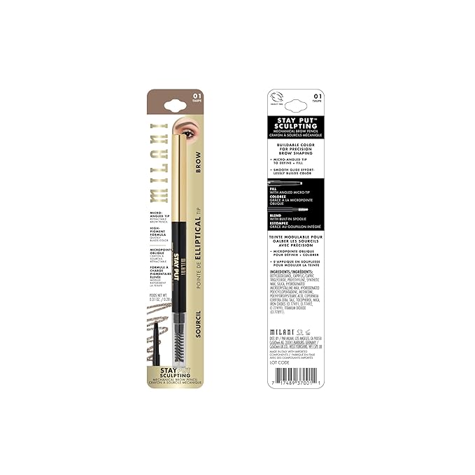 Milani Stay Put Brow Sculpting Mechanical Pencil - Taupe (0.01 Ounce) Cruelty-Free Long-Lasting Eyebrow Pencil that Defines and Shapes Brows