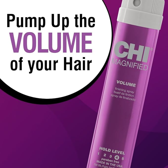 CHI Magnified Volume Finishing Hair Spray, Boosts Volume & Body For Maximum Fullness, Builds Resilience & Strength & Adds Shine, 2.6 Oz