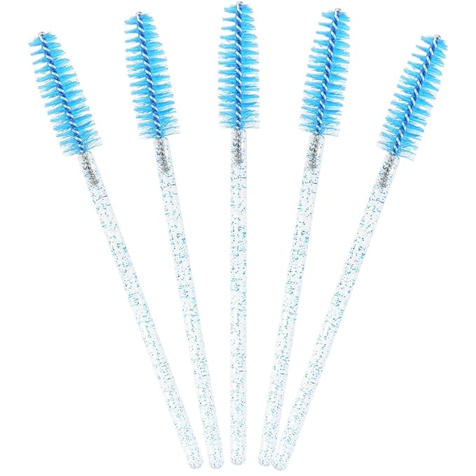 20 Pcs Mascara Wand Tube Set Diamond Key Chain Tube Empty Mascara Brushes & Eyelash Spoolies Brush Makeup Tool Applicator (Deep blue)
