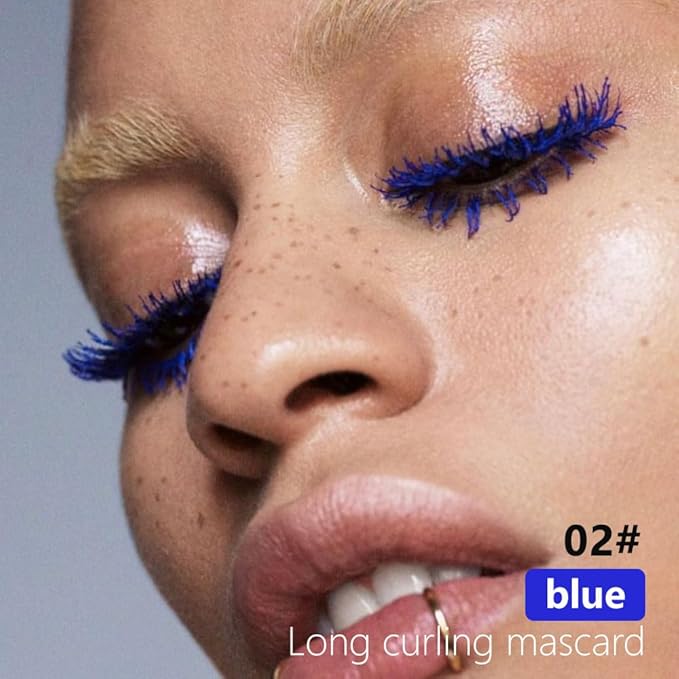 Blue mascara for eyelashes Waterproof,Royal Eyelash Mascara Long lasting Charming Voluminous Cruelty Free Vegan Eye Makeup Eyelashes for Women (Blue)