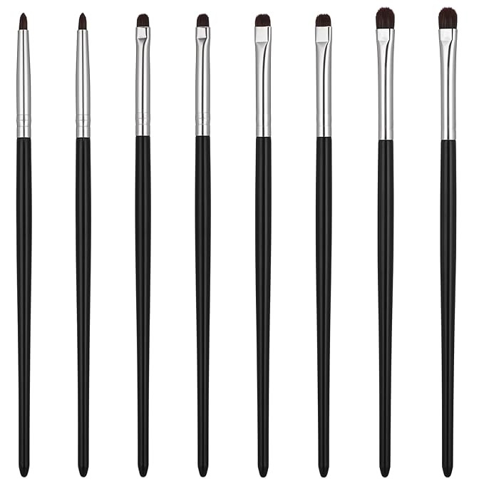 8 PCS Eye Makeup Brushes, Small Makeup Brush Set Mini Eyeshadow Brush Eyeliner Smudge Blending Concealer Smudge Make Up Brushes for Powder Gel Cream Liquid Concealer Corner Highlighter (Black)