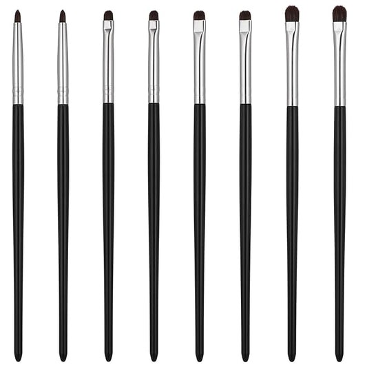 8 PCS Eye Makeup Brushes, Small Makeup Brush Set Mini Eyeshadow Brush Eyeliner Smudge Blending Concealer Smudge Make Up Brushes for Powder Gel Cream Liquid Concealer Corner Highlighter (Black)