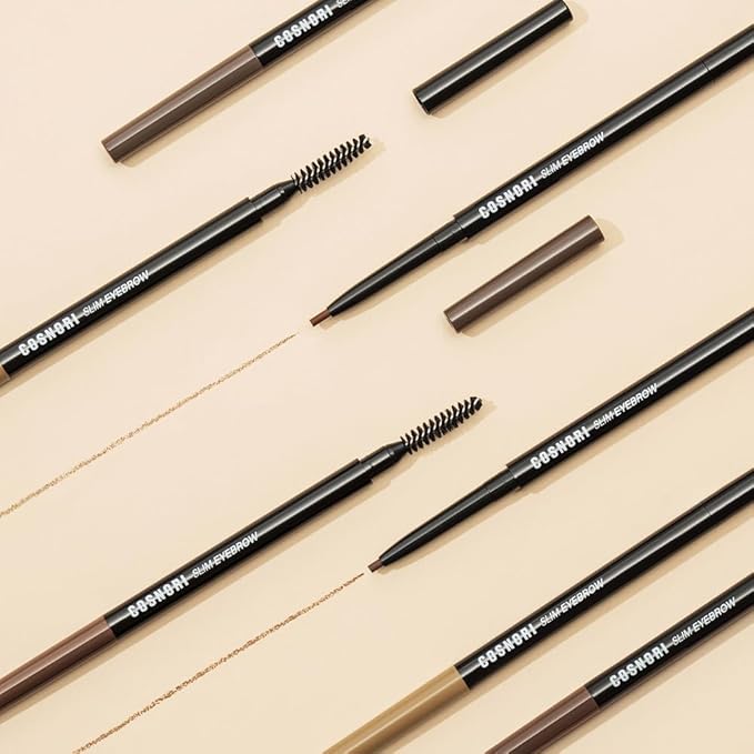 COSNORI Slim Eyebrow Pencil 03 Dark Choco - 2mm Micro-Fine Pencil Brow with Brush, Natural-Looking Brows, Long Lasting & Waterproof, Micro-Slim, Soft drawing, 0.005oz (0.14g)