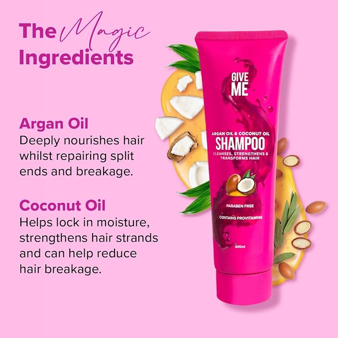 Give Me Cosmetics, Shampoo, Cleanses, Nourishes & Strengthens, Reducing Hair Loss and Brittleness with Argan, Coconut, and Macadamia Oil, plus Betaine Provitamins B5, Paraben Free