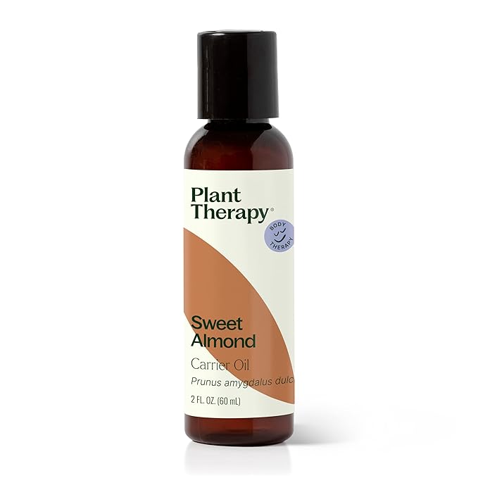 Plant Therapy Sweet Almond Oil - for Hair, Skin, Face, Body & Baby - Aromatherapy Carrier, Natural Moisturizer & Massage 100% Pure, Cold Pressed California Almonds, Made in USA, 2 oz