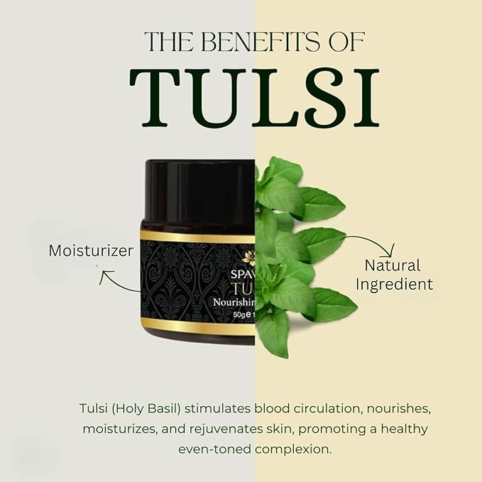 Tulsi Nourishing Face Cream – Anti-Aging Moisturizer with Shea Butter, Aloe Vera & Vitamin E – Collagen Booster for Dry, Mature & Sensitive Skin – 1.7 oz – Vegan & Fragrance-Free