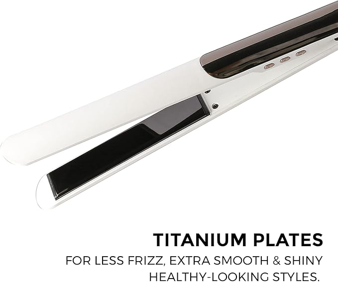 Ultra Thin Titanium Flat Iron Hair Straightener, 1 Inch Double Side Fast Heating Styling Iron for Straightening or Curling, Dual Voltage Real-Time Temp Display, White