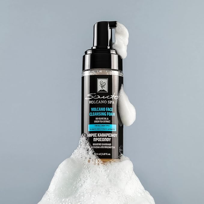 Volcano Face Foam Cleanser 150ml – Foaming Face Cleanser for Deep Cleansing & Hydrating with Olive Oil & Botanical Extracts – Face Wash Foam Removes Makeup, Dirt & Excess Oil