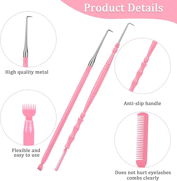 2 in 1 Lash Lift Tool Kit,Stainless Steel Lash Lift and Tint Kit Professional Lash Lift Supplies Metal Lash Lift Rods Eyelash Separator Tool with Separating Comb (2 Pack)