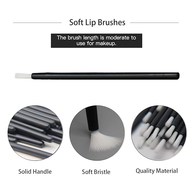 100 Pcs Disposable Makeup Lip Brushes PYO Cookie Paint Brushes Nail Polish Brushes Cosmetic Lip Brush Wands mini paint brushes for cookies (Black)
