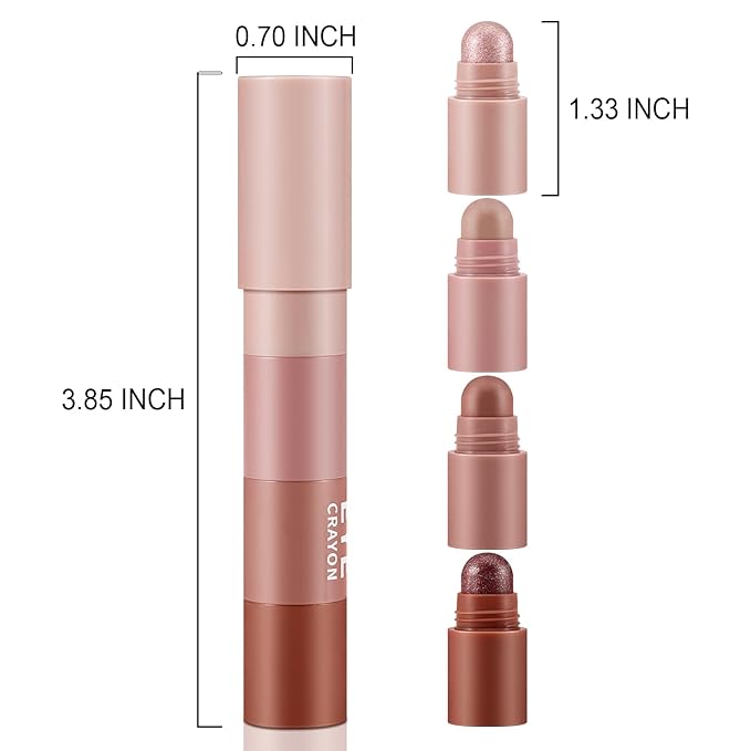 4 Color Eyeshadow Pencil，Glitter Eyeshadow Stick，Creamy Matte Eye Shadow Pen，Face & Eye Highlighter Pen，Highly Pigmented Crayon Nude Eyeshadow