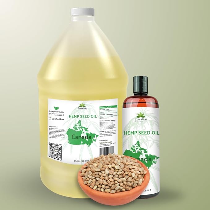 Hemp Seed Oil for Skin, Hair and Body Direct from Hemp Oil Canada - Cold Pressed Hemp Seed Oils - 16oz (Pack of 2)