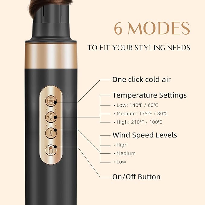 RUCHA 8 in 1 Hair Nora Styler & Hair Dryer Brush Blow Dryer, 110000 RPM High-Speed Hot Air Brush and Auto Wrap Curlers, Negative Ions Hot Brush Styler for Curling Volumizing Straightening Drying
