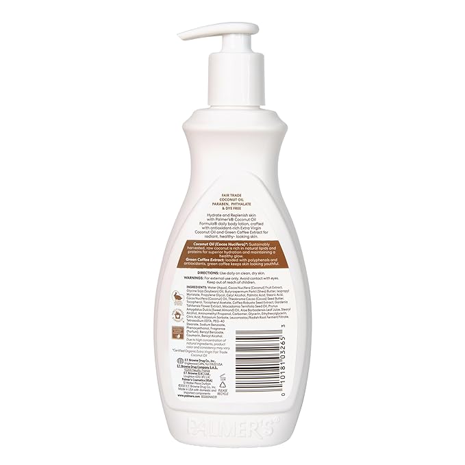 Palmer's Coconut Oil Formula Body Lotion for Dry Skin, Hand & Body Moisturizer with Green Coffee Extract & Vitamin E, Pump Bottle, 13.5 Fl Oz (Pack of 2)