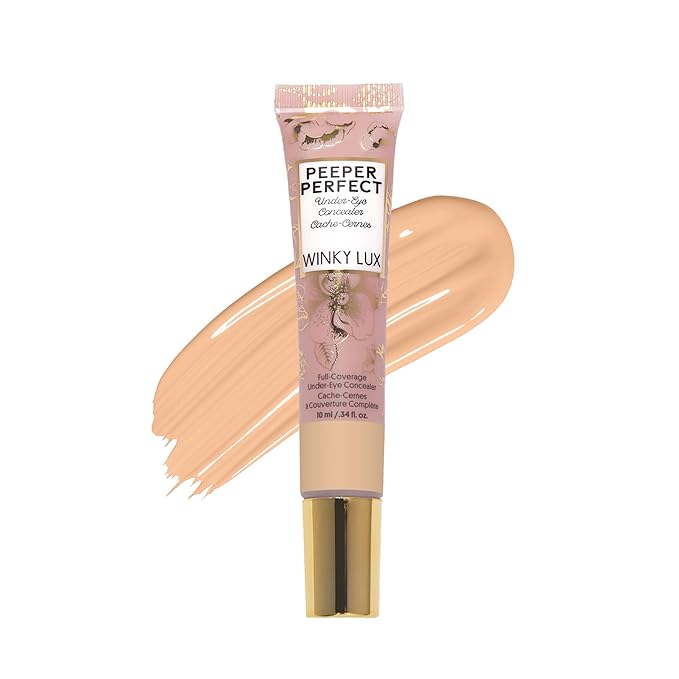 Winky Lux Peeper Perfect Under Eye Concealer, Makeup & Eye Brightener, Full Coverage Concealer for Dark Circles, Color Corrector & Eye Primer, With Collagen, Hyaluronic Acid & Vitamin E (Golden Beige)