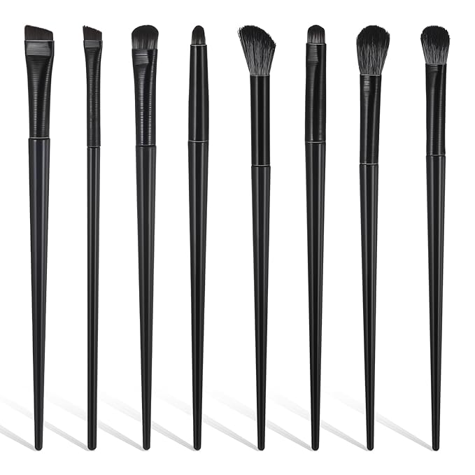 8 Pcs Eye Brushes for Makeup Set Professional Eye Shadow Brushes Sets Including Eyes Smudging Defining Blending Eyeshadow Brush And Eyeliner for Women Portable Travel Home Use Gifts Black