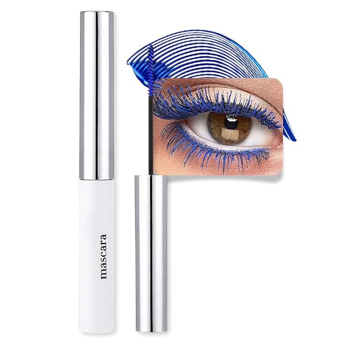 Blue mascara for eyelashes Waterproof,Royal Eyelash Mascara Long lasting Charming Voluminous Cruelty Free Vegan Eye Makeup Eyelashes for Women (Blue)
