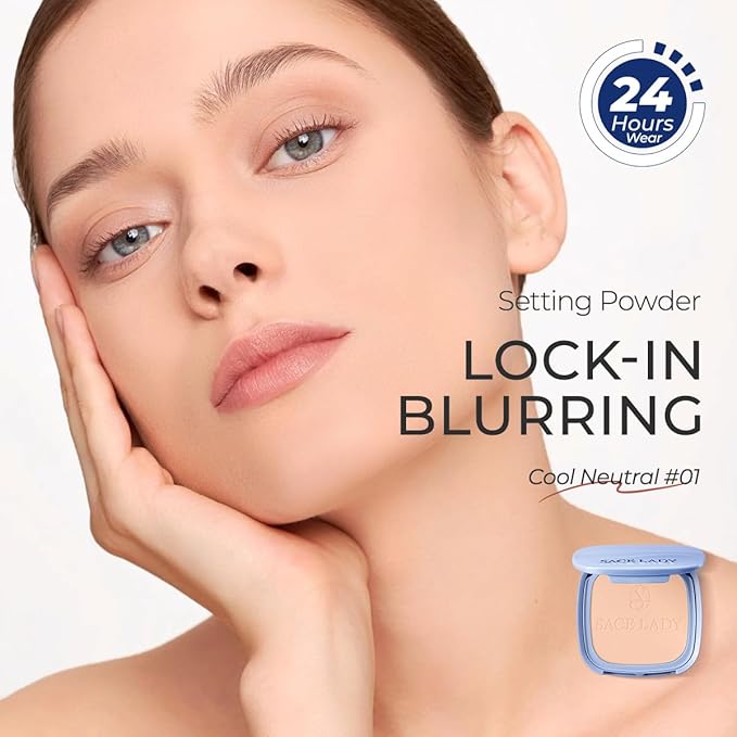 SACE LADY Face Powder Waterproof Setting Makeup, Oil Control Pressed Powder Compact for Women, Blurring Pores Matte Long Lasting Up to 24 Hours, Talc-Free and Cruelty-Free (#01 Cool Neutral, 0.35Oz)