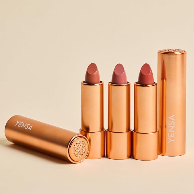 YENSA Vibrant Silk Hydrating Lip Stick - Long Lasting Lipstick with Hyaluronic Acid, Vitamin E & Super Oils - High Pigment Color & Semi Glossy Finish - Moisturizing Formula - Ignite (0.12 oz)
