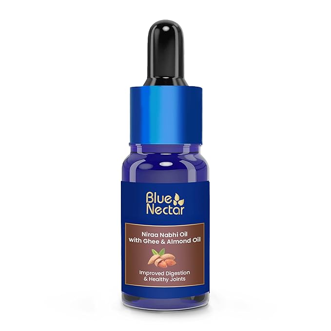 Blue Nectar Ayurveda Navel Oil with Ghee & Almond Oil | Natural Nabhi Oil for Belly Button for Digestion & Joint Health | 100% Natural & Herbal (21 Herbs, 0.33Fl Oz)