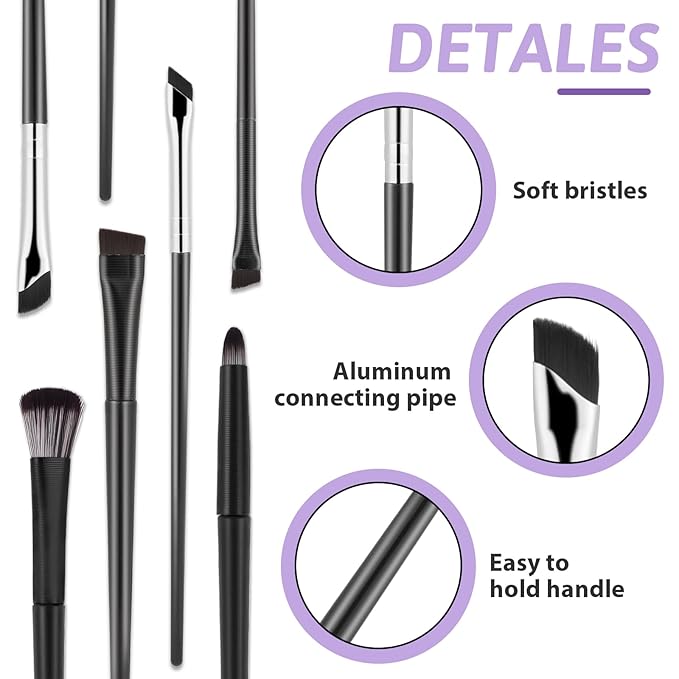 10Pcs Eyeshadow Brush Set, Professional Eye Makeup Brushes Kit with Angled Eyeliner Brushes, Eyes Applicator Tools, Eyeshadow Tool, Highlighter Brush, Flat Eyebrow Tool for Precision Eye Makeup