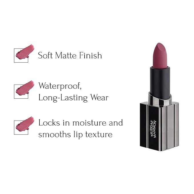 Moodwear Blur Lip Stick – Soft Blurring Tint, Long-Lasting Hydrating, Waterproof K-Beauty – MLBB & Bold Red Shades (Sleek Metallic Design) (Soft Matte Blurring Effect) (007 HIPPY)