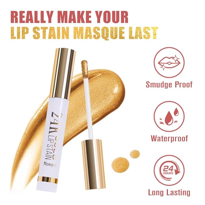 Brownish Red Liquid Matte Lip Liner Stain Peel Off with Tweezer, Long Lasting, Waterproof New Gold Matte Lipstick Lip Gloss Tattoo for Women, Smudge-proof Non-Stick Cup Lip Tint Makeup 02#