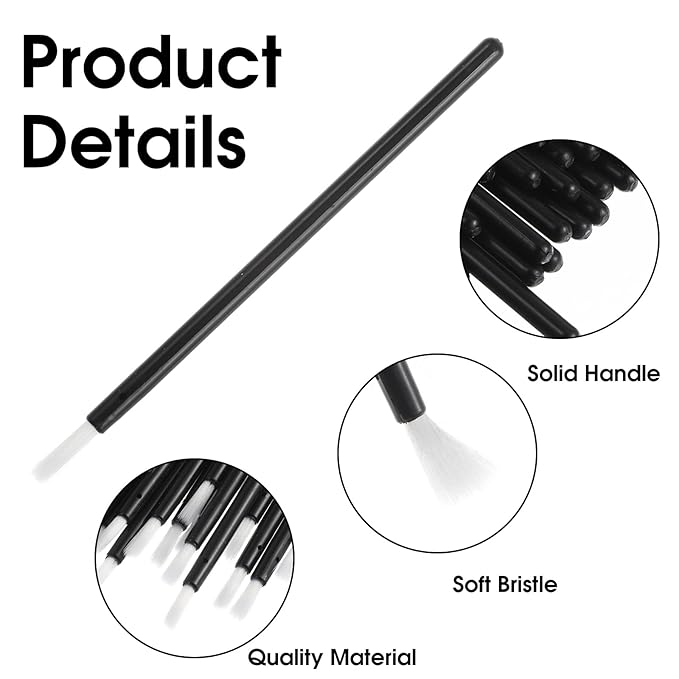 Lusofie 100Pcs Disposable Lip Brushes Lip Wands, Disposable Lip Applicators Nail Polish Brushes Mini Paint Brushes PYO Cookie Paint Brushes for Women Makeup(Black)