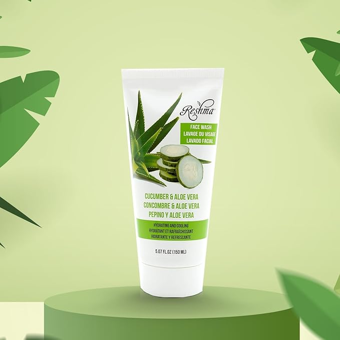 Reshma Beauty Cucumber & Aloe Vera Face Wash for All Skin Types, Gentle Cleanser for Nourishing and Hydrating Skin, Removes Make-Up, For Daily Use, Cruelty-Free, 5.07 fl oz, Pack of 1