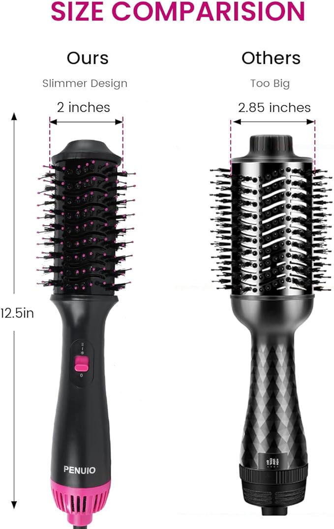 Hair Dryer Brush Blow Dryer 4-in-1 Hot Air Styler, Blowout Brush Hair Dryer Styler & Volumizer with Ionic Technology|Oval Titanium Barrel|Anti-frizz Blowout for Drying, Straightening 2.4''