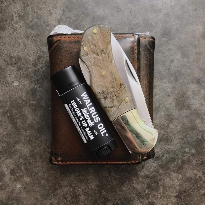 WALRUS OIL Logger's Lip Balm - 2-Pack, 100% Vegan, Made with Candelilla Wax, Almond, Coconut, Jojoba Oils & Natural Ingredients