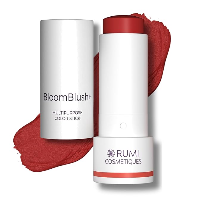BloomBlush+ Multipurpose Color Stick For Older Women - Blush, Lipstick & Contour in 1- Radiant, Healthy Glow & Nourishing Formula - For Sensitive Skin (Dusty Rose, Regular)