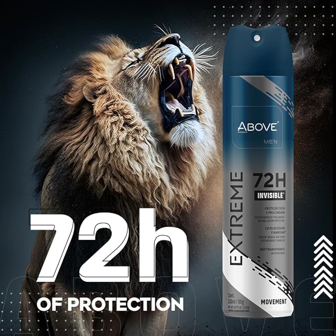 ABOVE Extreme Men Movement - 72H Antiperspirant Spray Deodorant for Men 5.07 Fl Oz | Aluminum-Free | Fresh Mist, No Stain & Alcohol, Long-Lasting Men's Deodorant Spray | Bergamot, Cassis, Thyme