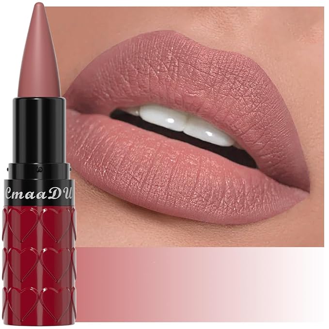evpct Warm Pink Gradient Matte Lipstick Lip Liner Combo Set for Older Women Long Lasting Waterproof, Nude Pink Lips Stick Crayon Pencil Cream Lip Liner and Lipstick Combo Makeup, Flawless Ombre Effect