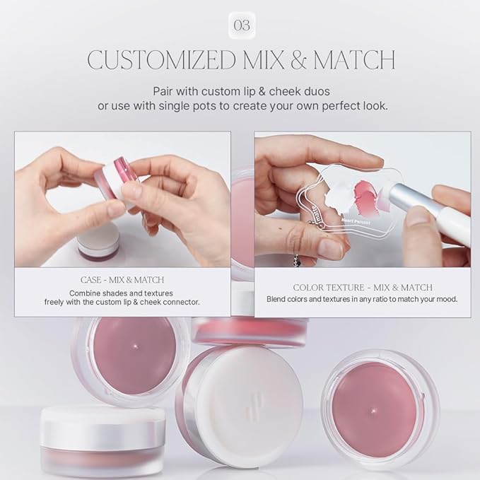 Heart Percent Dote On Mood Custom Lip & Cheek Single – Blendable & Buildable Jelly Glow Shine Balm, Long-Lasting Lightweight Multi-Use Glow Enhancer 4.7g, D01. Dewy Glow