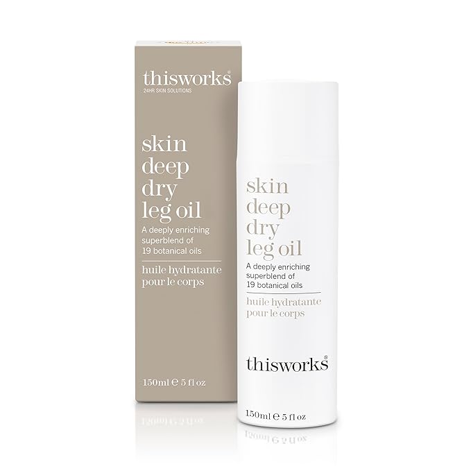 THISWORKS Skin Deep Dry Leg Oil – 100% Natural Body Oil Moisturizer with 13 Essential Oils & 6 Cold-Pressed Plant Oils, Hydrates & Nourishes Dry Skin, 5 oz / 150ml
