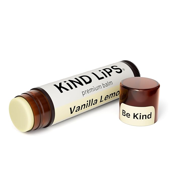 Kind Lips Organic Vanilla Lemon Lip Balm – Cruelty Free & Natural Single Tube – Moisturizing Chap stick Alternative – Gluten Free, Grain Free, Made in USA – Soft, Hydrated Lips