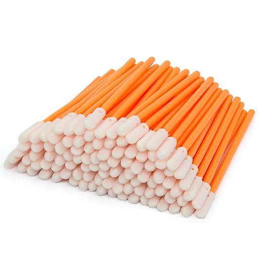 Wellgler's 200pcs Foam Swabs,for Makeup, Gun Cleaning or Pets Care,Multi-Role Cleaning Swabs(Orange)