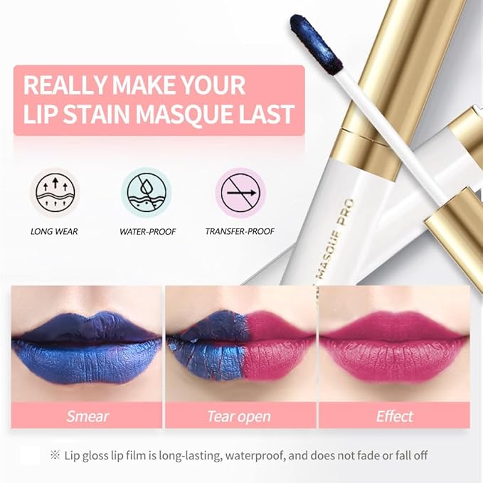 Matte Liquid Lip Gloss Peel Off Masque -Peel Off Lip Stain Tattoo, Long Lasting Waterproof Transfer-proof Lip Mask Lip Stain Peel Off Lip Gloss, Peel Off Lip Tint for Lip Makeup-Berry Velvet08#