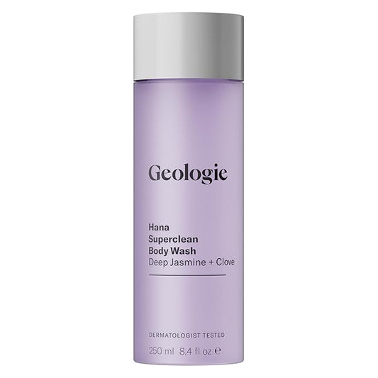 Geologie Hana Superclean Body Wash | Deep Cleansing Jasmine + Clove Shower Gel for Men & Women | All-Natural Clean & Hydrating Derm-Grade Formula | 8.4 fl oz Bottle