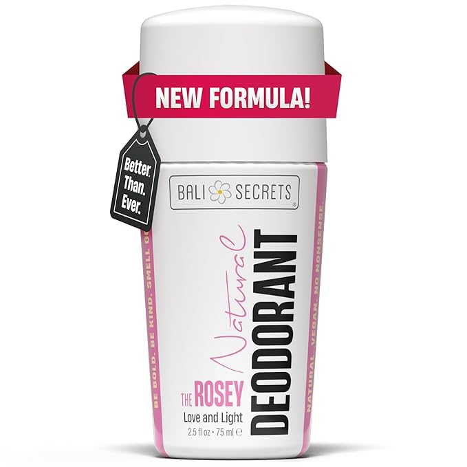 Bali Secrets Natural Deodorant for Women & Men. Nonsense Free. Clean Formula for Sensitive Skin. Strong & Reliable Odor Protection. No Synthetic Aluminum. Organic & Vegan [THE ROSEY]