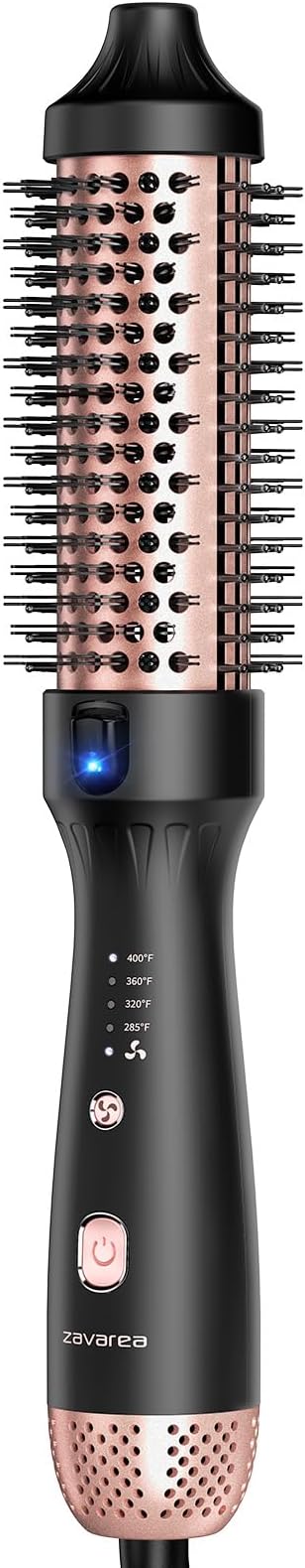 Thermal Brush for Less Damage, 1.5 Inch Heated Round Brush for Blowout Look, Heated Curling Styler with 800M Negative Ions & Ceramic for Volumizing, Easy to Use, Dual Voltage (Elegant Black)