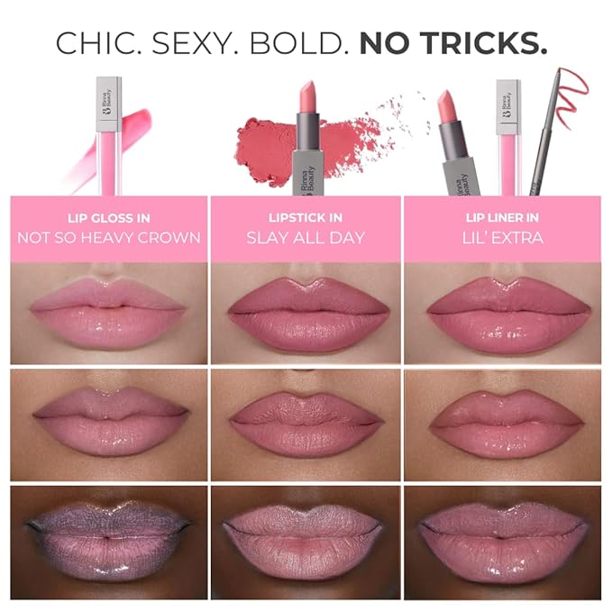Rinna Beauty Icon Lip Kit - Pinky - All-in-one Lip Kit Includes Lipstick, Lip Gloss, and Lip Liner - CANDY PINK look - Vegan, Long-lasting, Anti-aging & Moisturizing, Cruelty-Free - 1 each