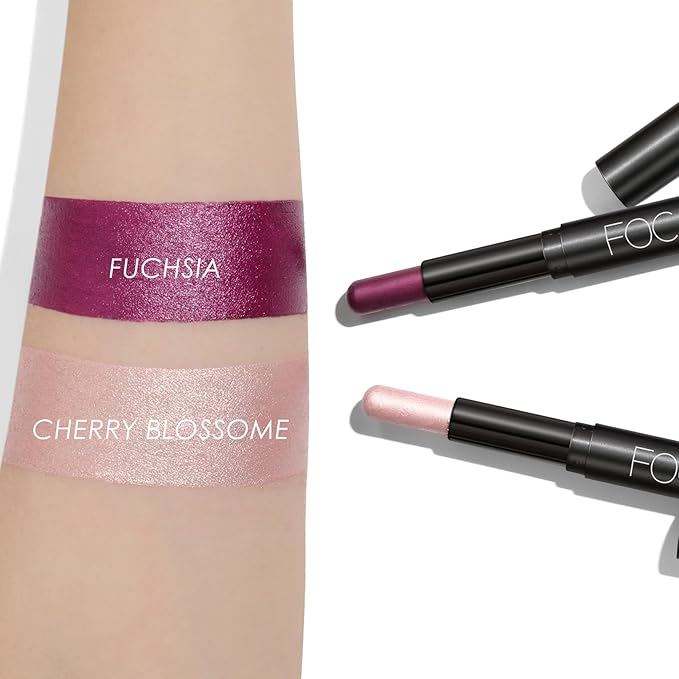 FOCALLURE 2PCS Cream Eyeshadow Stick Sets,Matte and Shimmer Eye Brightener, High Pigmented Crease-proof Pencil,Long Lasting Eye Shadow Highlighter Makeup,Blossom