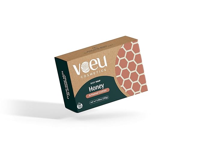 Organic Soap Bar – Natural Exfoliating Cleanser Hydrates & Unclogs Pores – Gentle Skincare for Sensitive Skin (Honey)