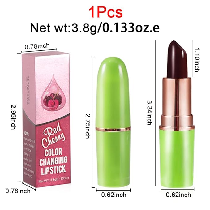 BINGBRUSH Aloe vera Color Changing Lipstick,Moisturizer Long Lasting Lip Care Magic Lip Gloss,Makeup Lipstick Set (1pc 04#Cherry, A-1pc)