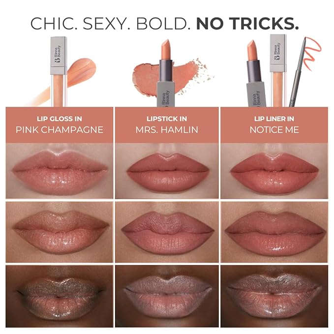 Rinna Beauty Icon Lip Kit - Heidi - All-in-one Lip Kit Includes Lipstick, Lip Gloss, Lip Liner - PINK NUDE look - Long-lasting, Anti-aging & Moisturizing, Vegan, Cruelty-Free - 1 each