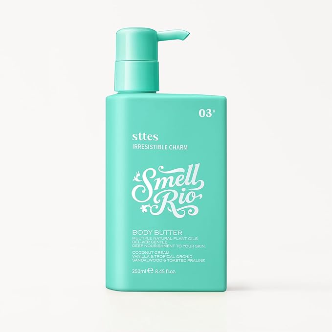 Sttes Body Butter 03# (Irresistible Charm) – 250ml Whipped Coconut Vanilla Body Cream with Tropical Orchid Scent, Jojoba & Coconut Oil Moisturizing Lotion, Caffeine for Firmer-Looking Skin